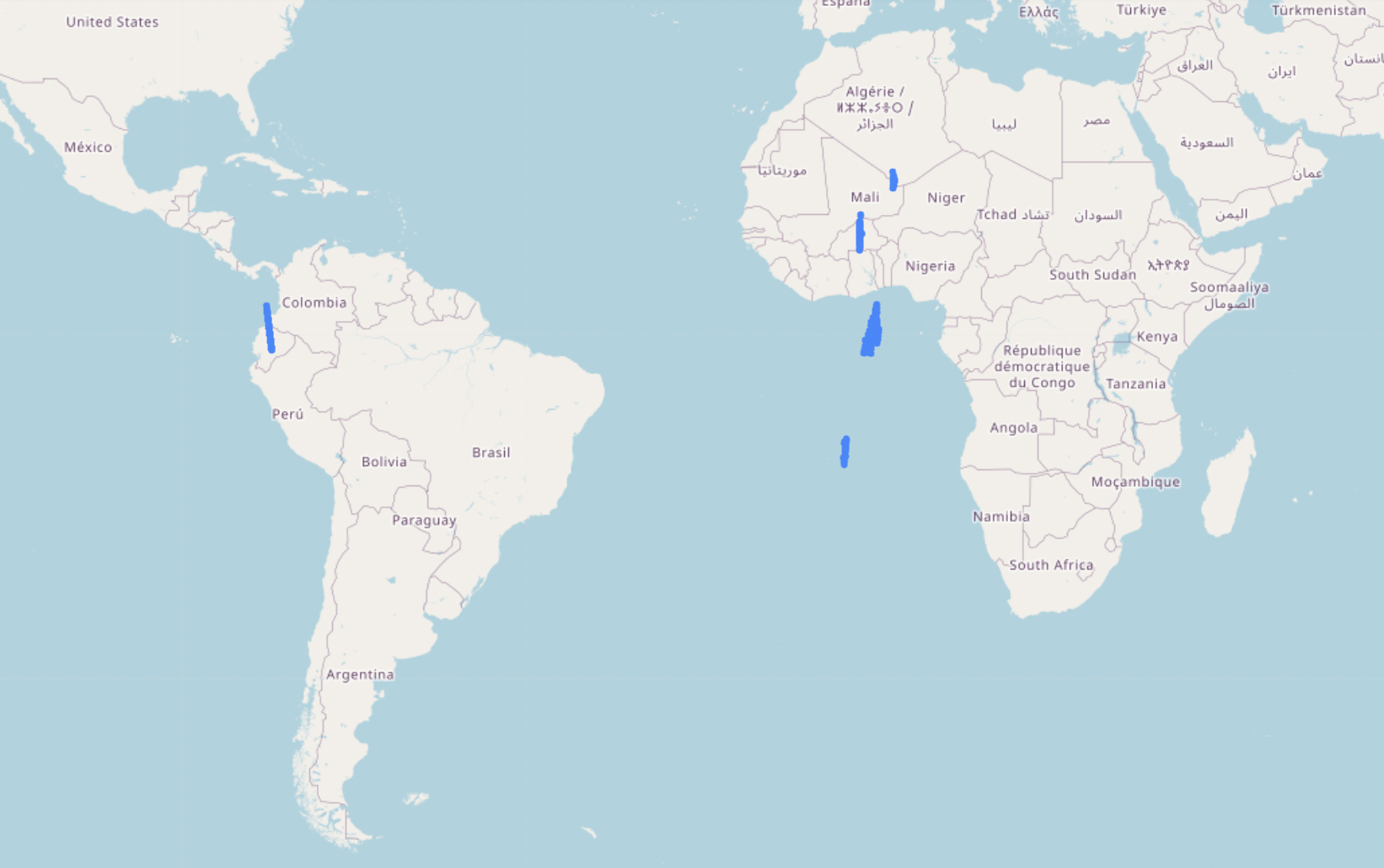 Spread of customer coordinates
