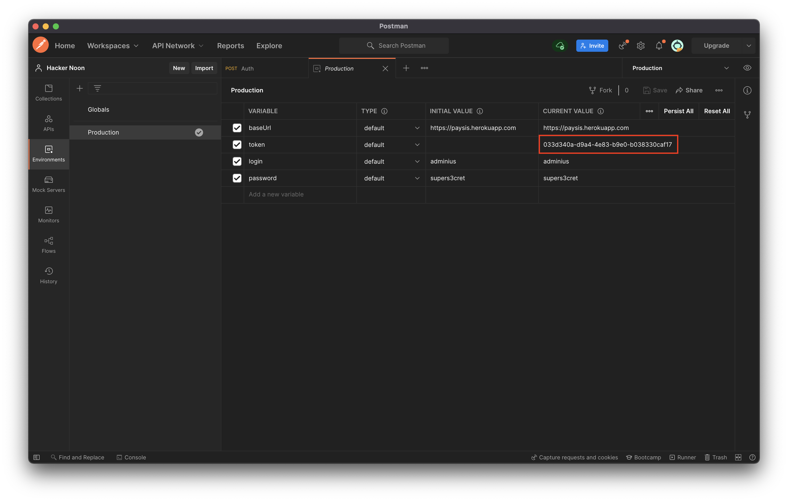 Updated authorization token