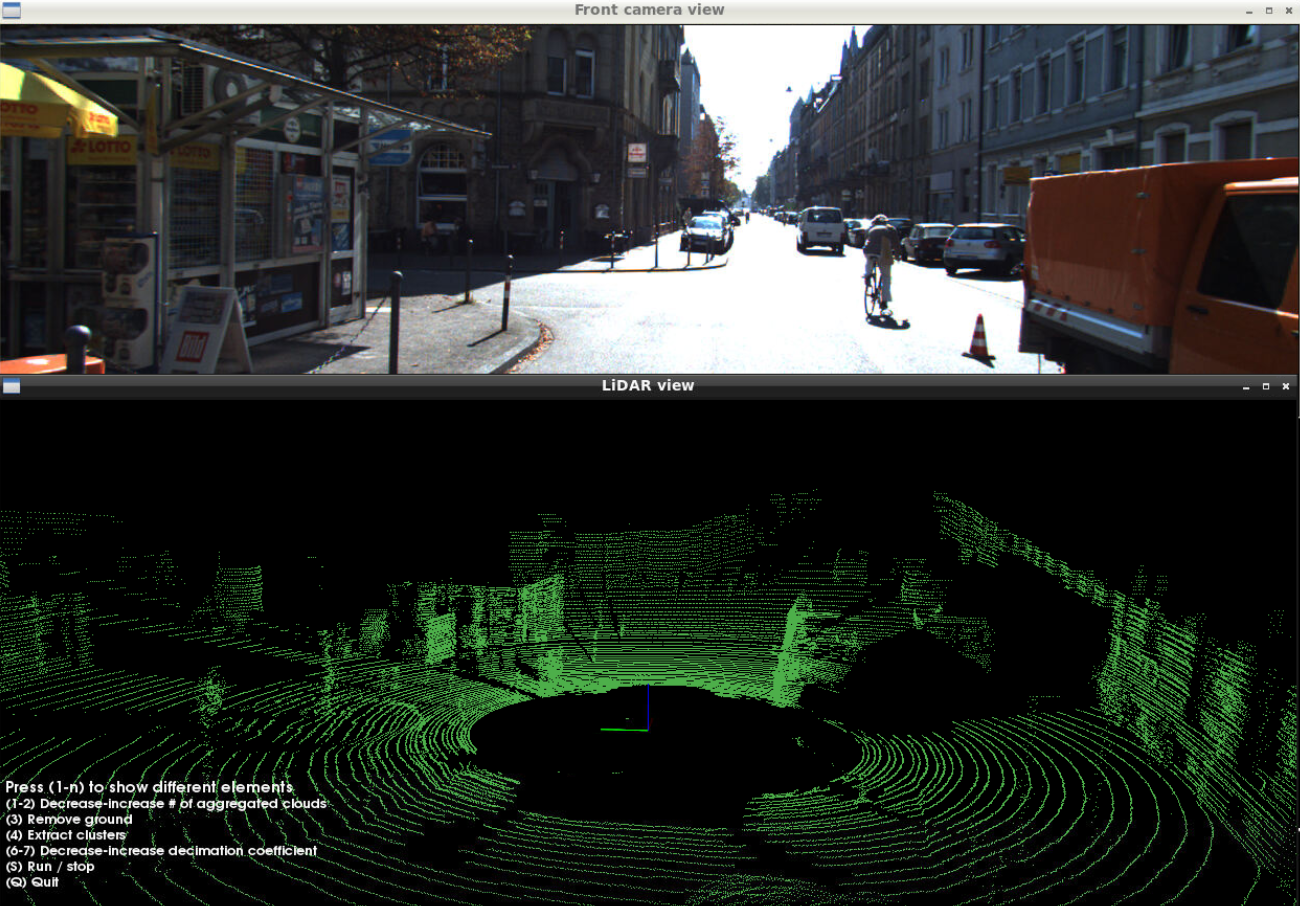 Original point cloud. Notice that the RGB image here is displayed only for clearance. The RGB data is not used in the LiDAR pipeline. Image by the author.