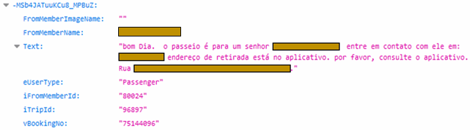 Figure 4 – A private chat between a taxi driver and passenger on T’Leva.