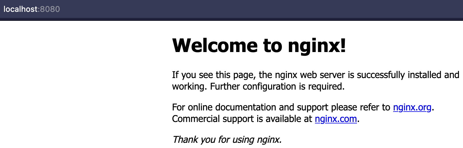 Появится стандартная страница Nginx!