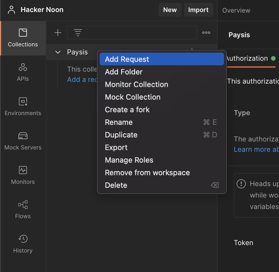 Request creation under Collection