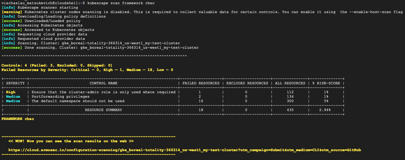 kubescape scan framework rbac