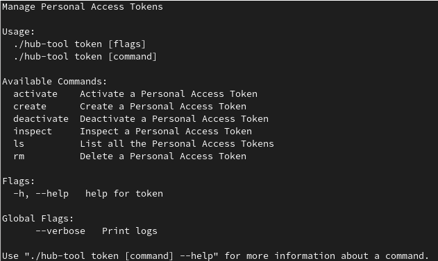 Token commands list.