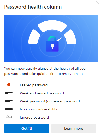 Password health column Microsoft Edge (Fig. 3).