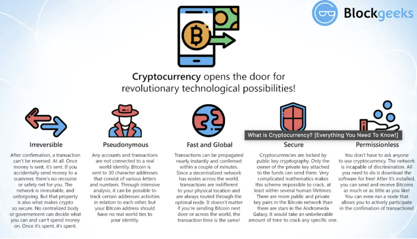 Key features of crypto, including anonymity, as explained by BlockGeeks