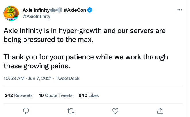 Axie Infinity's Offical Twitter