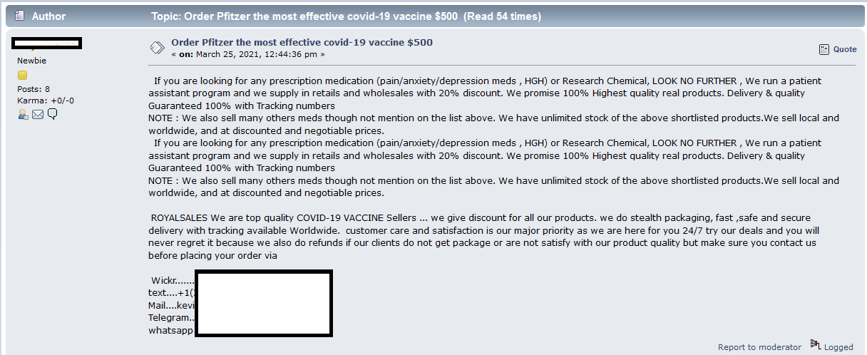 Sellers shifting to hacking forums to sell their merchandise