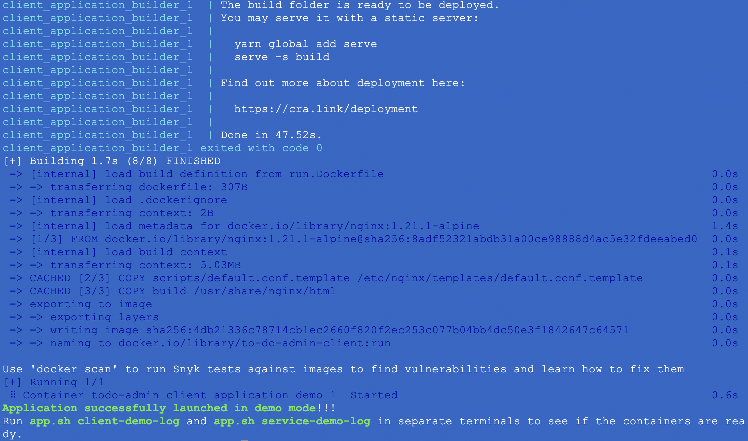 Demo mode containers are ready