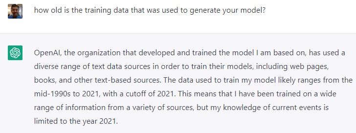 How old is your training data?