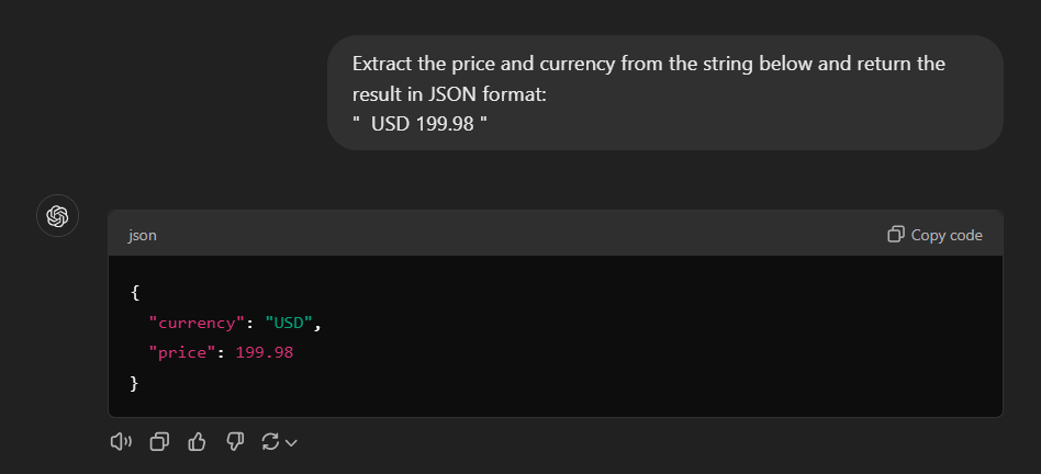 Asking ChatGPT to clean the scraped data