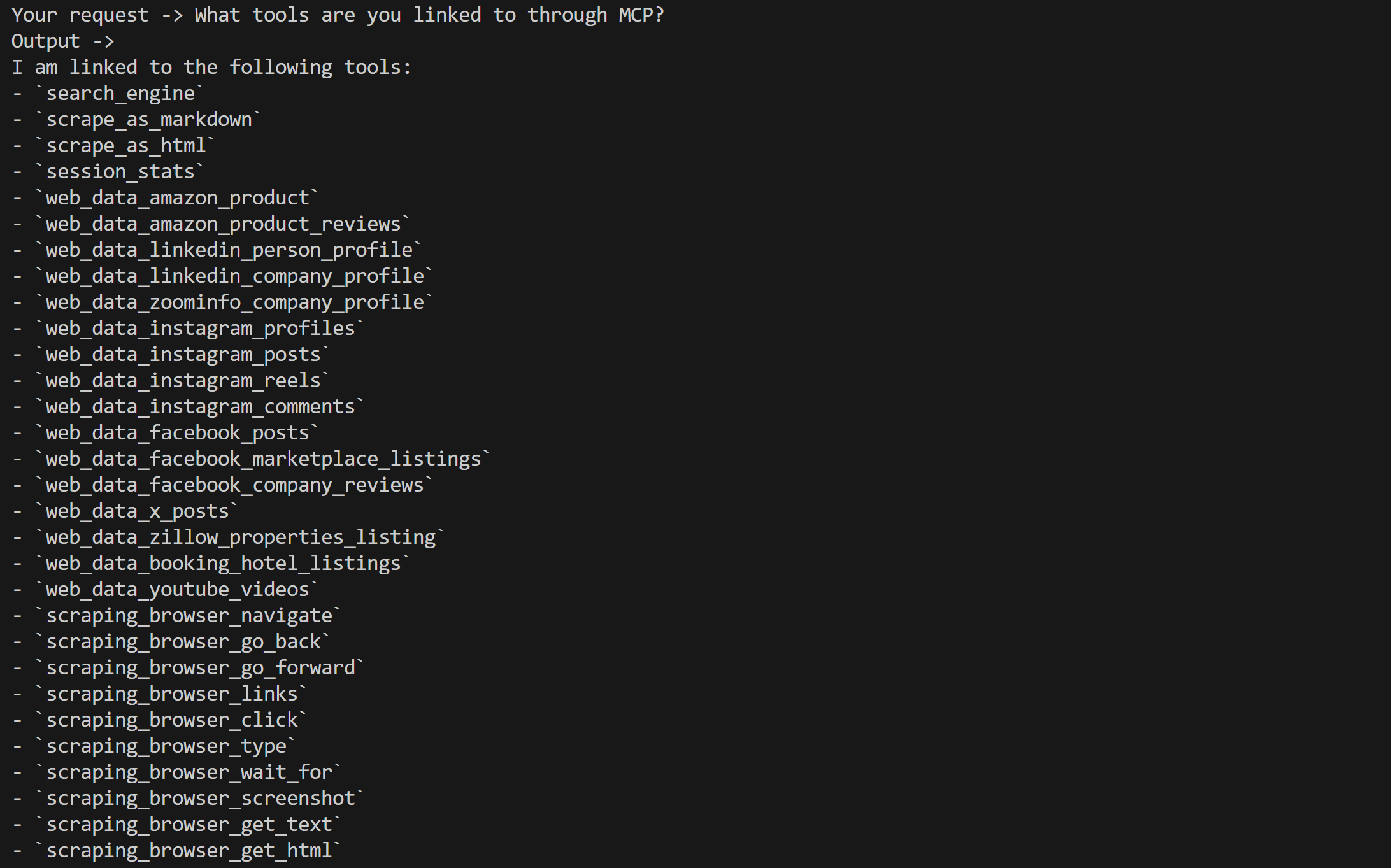 The reply from the AI agent