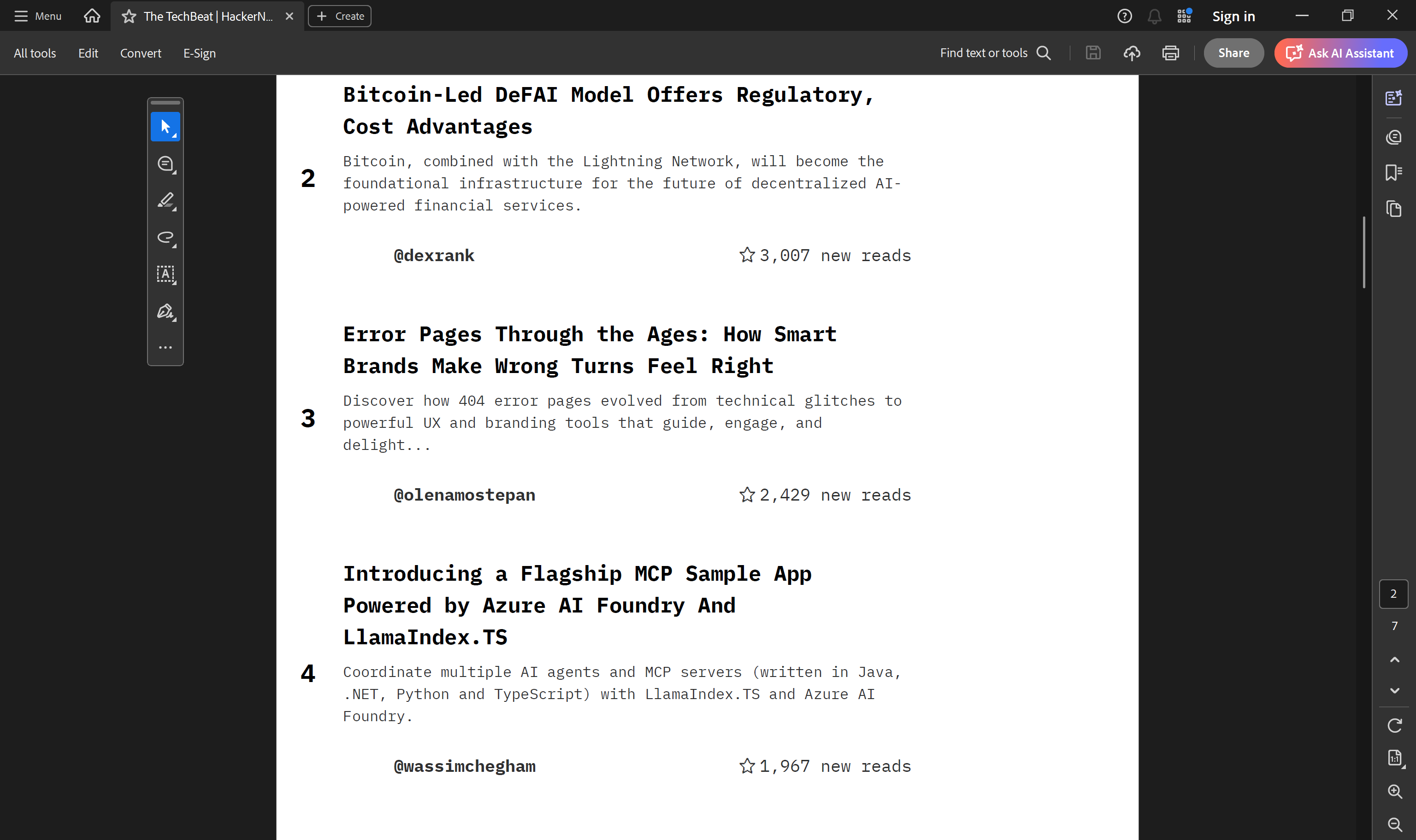 The resulting hackernoon-trending-stories.pdf file