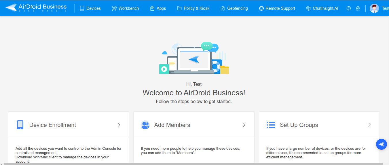  AirDroid Business Web Console.