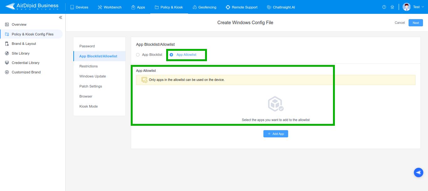  AirDroid Business Allowlist.