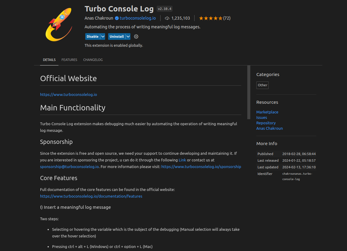 Turbo Console Log