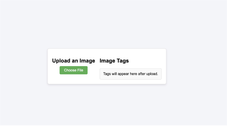 Image tagging with Filestack - initial screen