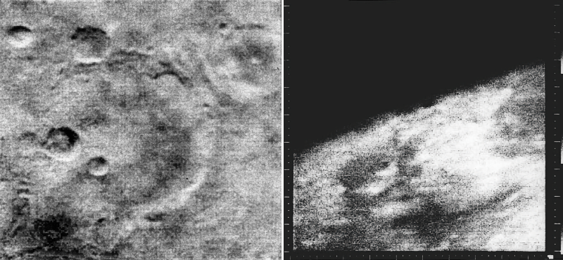 Some of the first images of the surface of Mars taken by the Mariner 4 spacecraft