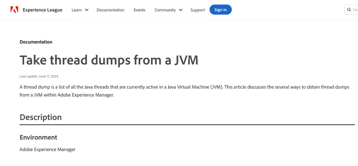 Adobe page on how to take thread dumps