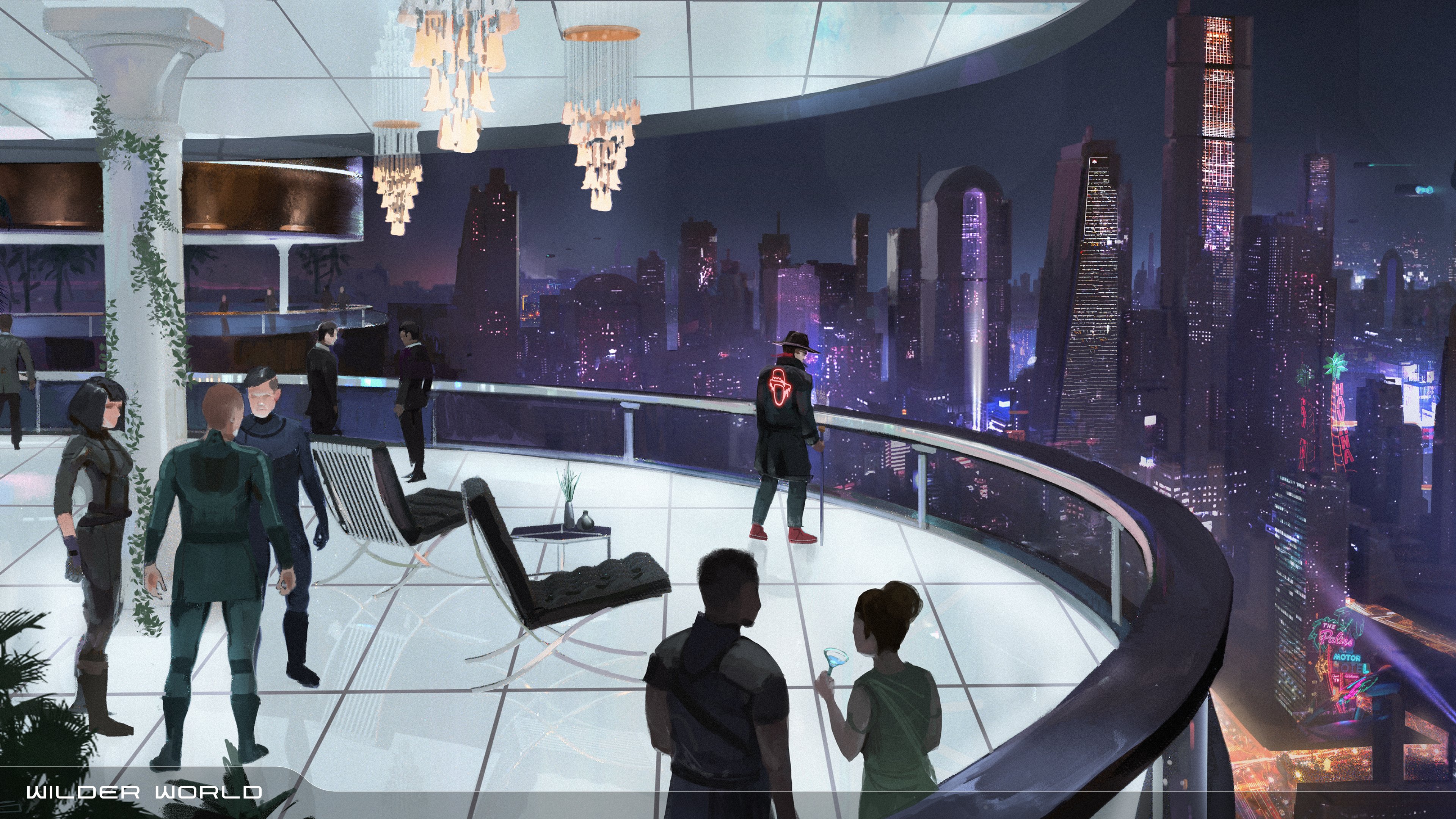 Scene from a High-Class Party in Downtown Wiami, Wilder World's First City