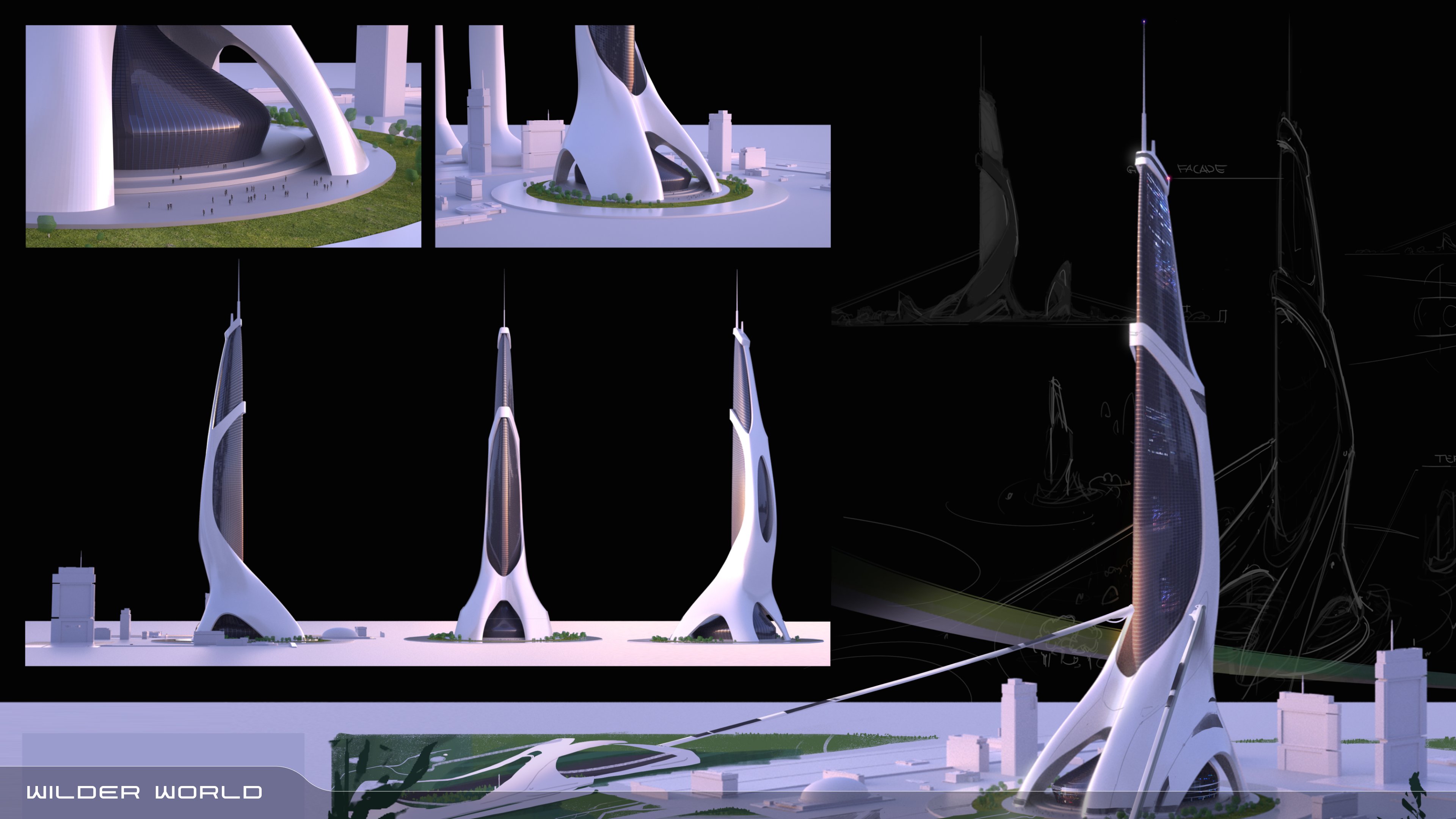 Concept art of W1, a Tower that will Serve as the Wilder Embassy and HQ