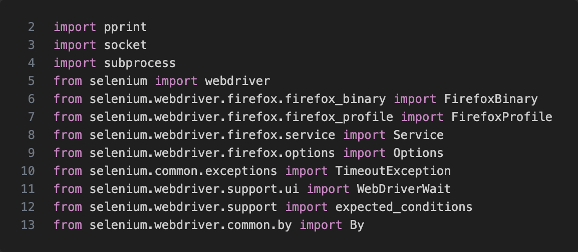 Imports for torDriver.py module