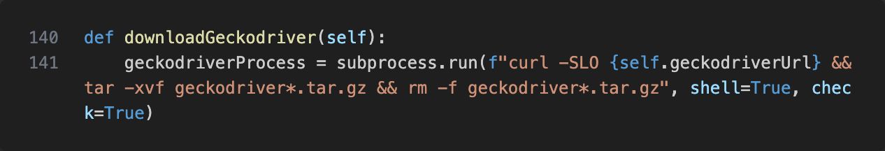 Curl and Tar extract geckodriver
