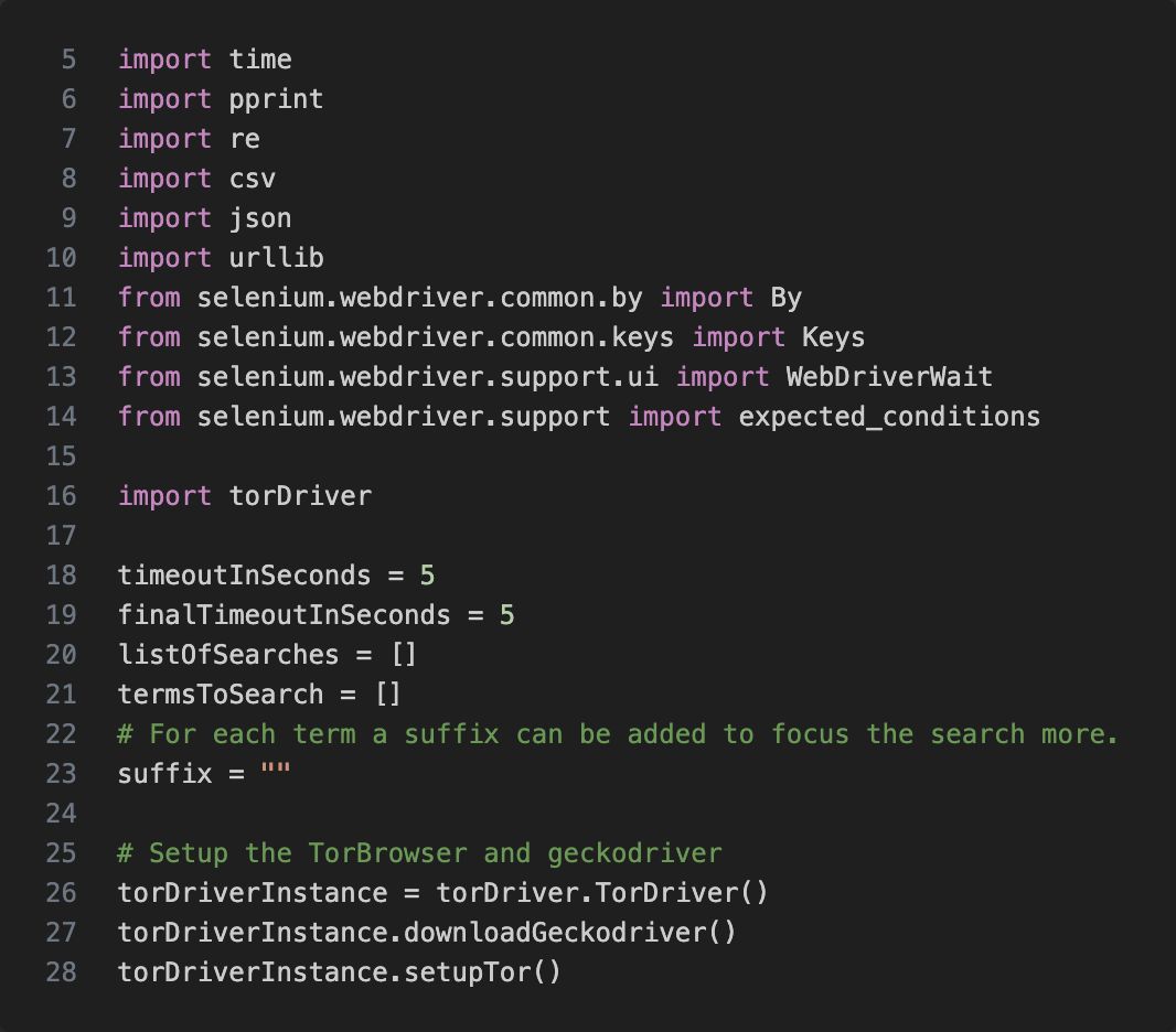 Imports, properties, and setup methods used by the crawler