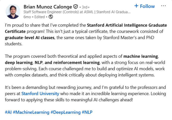 Artificial Intelligence Graduate Certificate Review