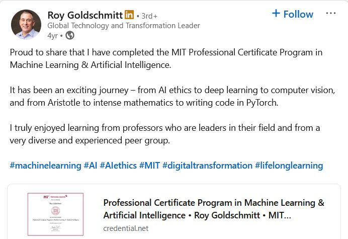 Professional Certificate Program in Machine Learning & Artificial Intelligence by MIT 