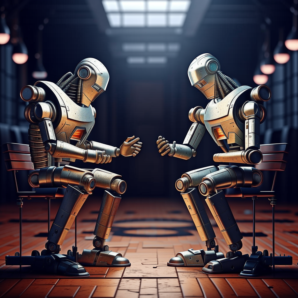 2 robot philosophers having a discussion