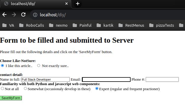 1. User filling form