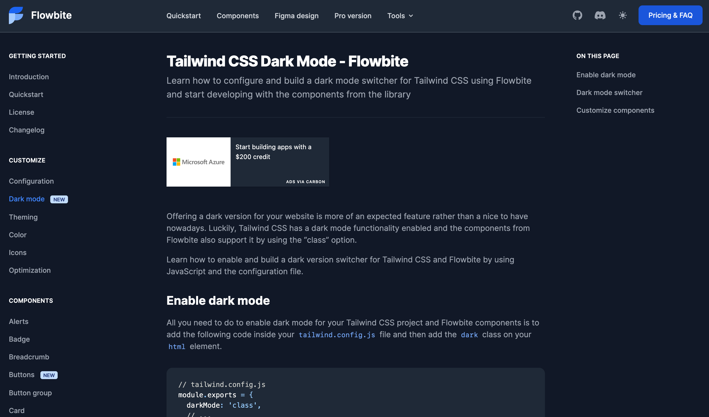 Tailwind CSS dark mode