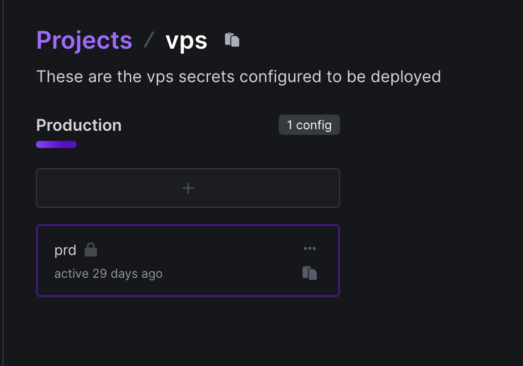 Here I show an example VPS project that I have with a production-only branch that holds all of the environment variables to configure Dex Docker and the setup process for my other projects. 