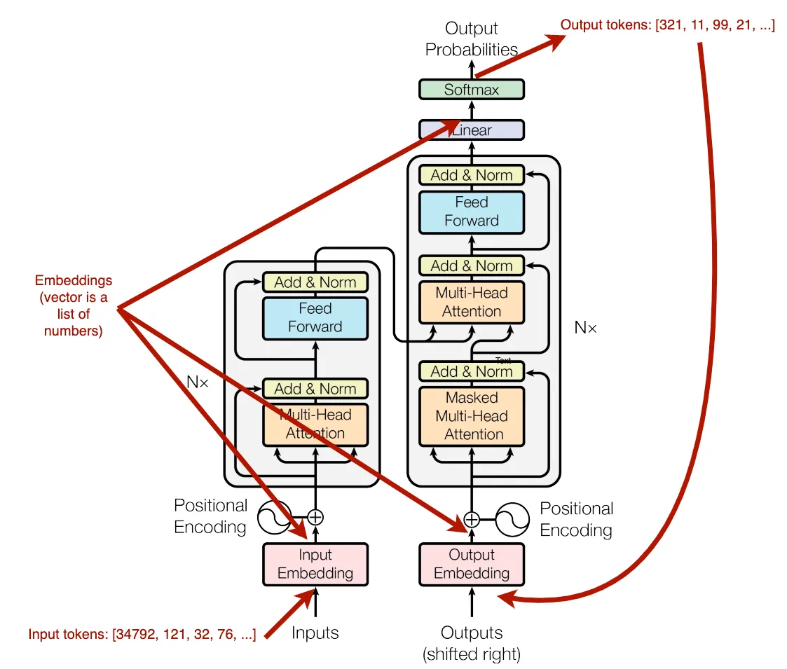 Source: https://vaclavkosar.com/images/transformer-architecture-tokens-vs-embeddings.drawio.svg