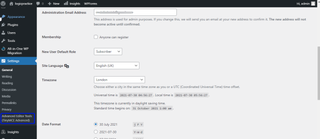 Installing TinyMCE advanced plugin
