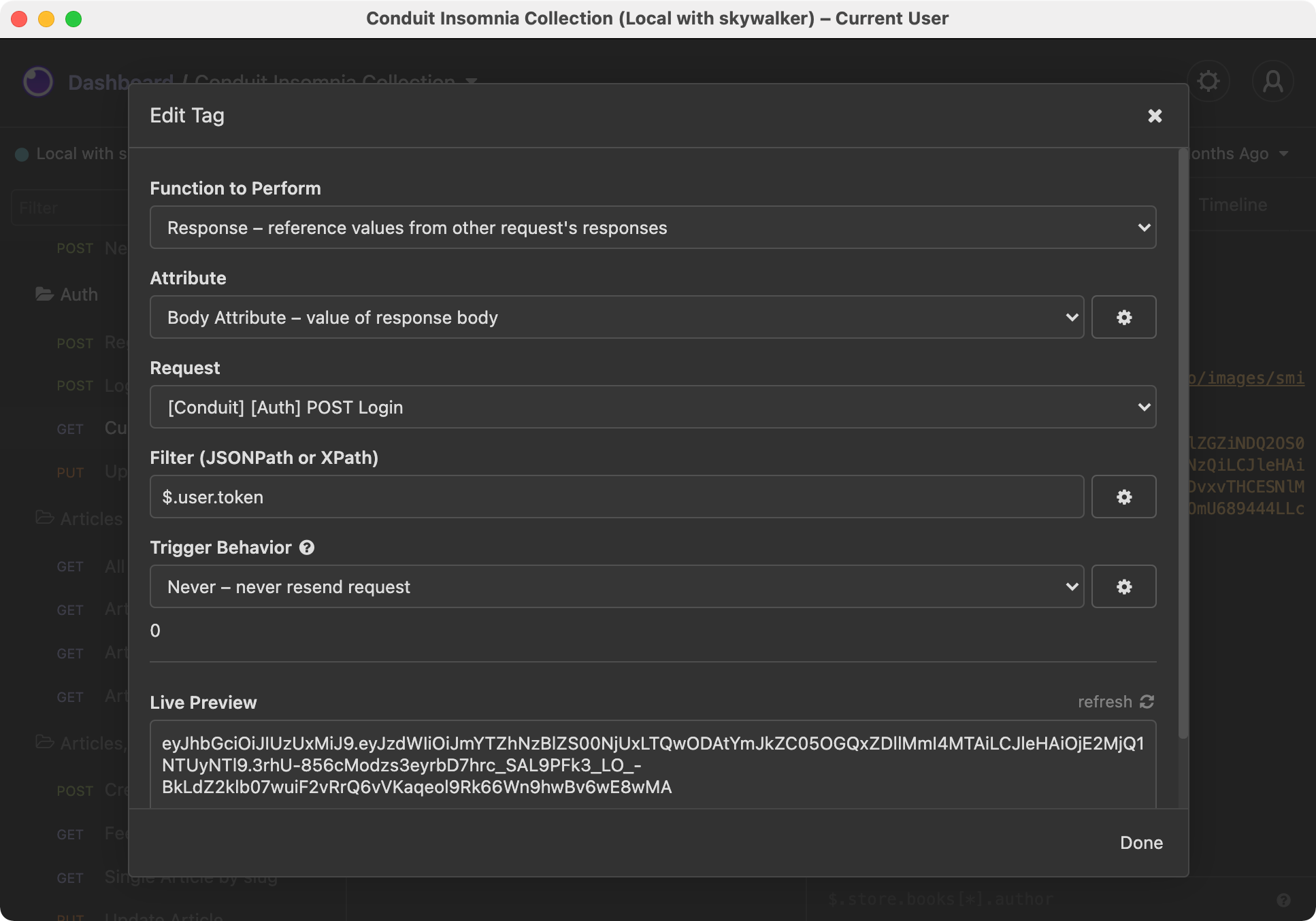 To reference the value from the body you can use JSONPath