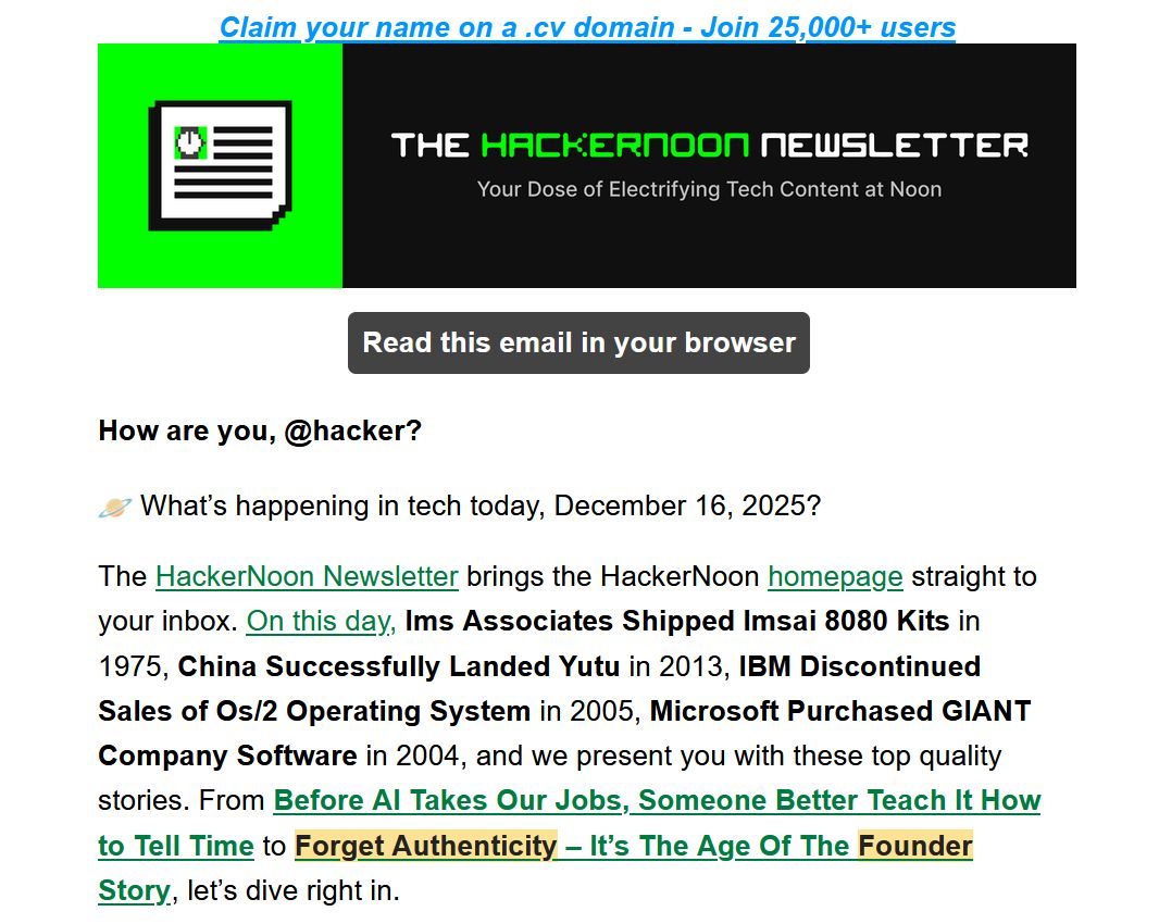 HackerNoon Newsletter excerpt highlighting Assembly AI campaign. 