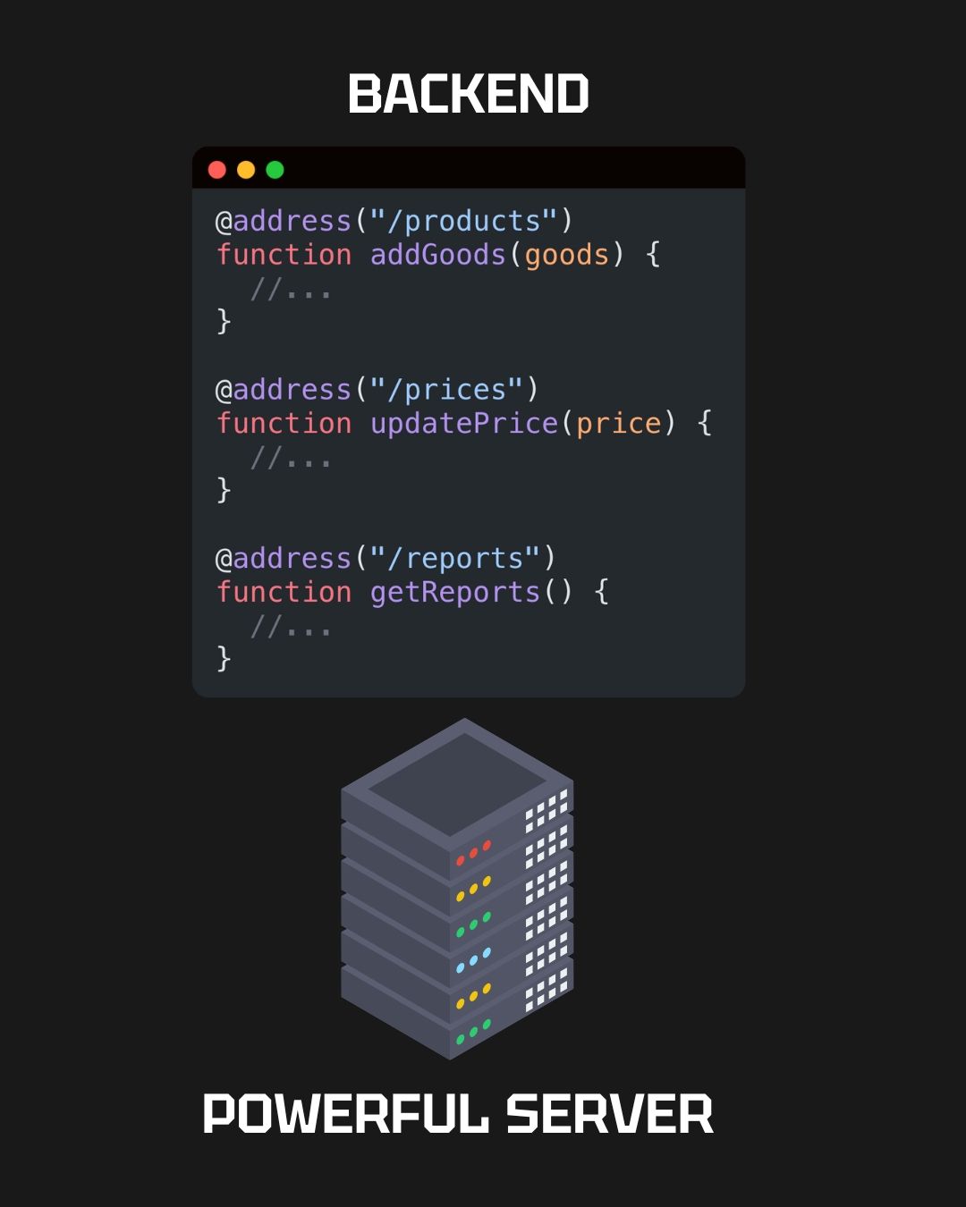 For the operations with a large amount of data, you need a powerful machine. That's why backend is separated from frontend.