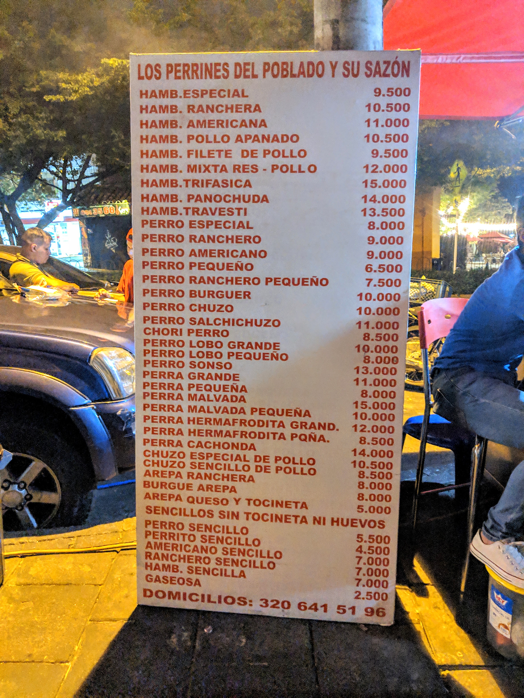 Photo credit: Me, Menu of hot dogs