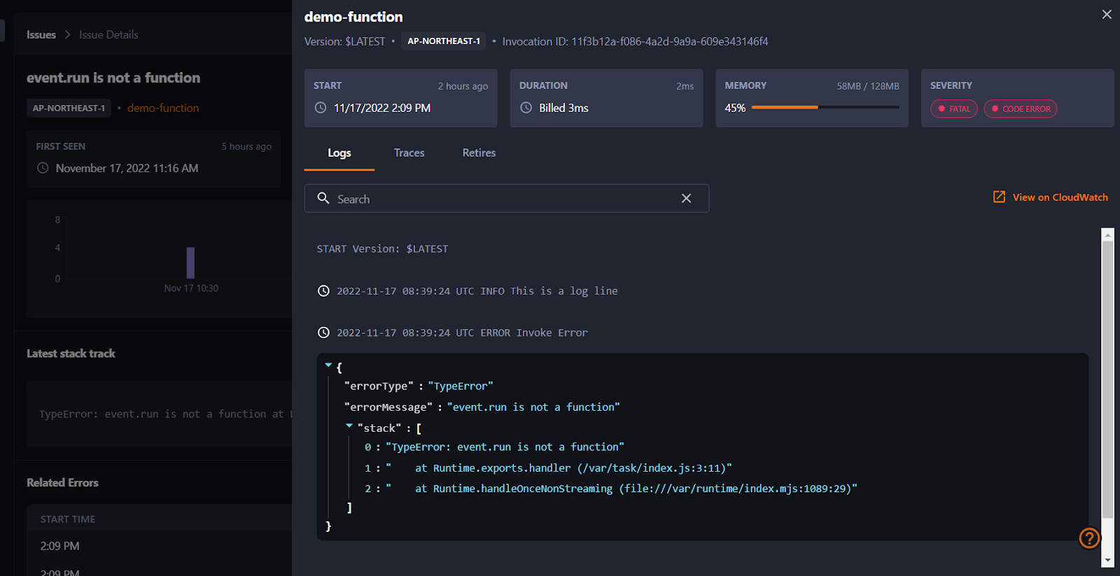 KloudMate Log Details