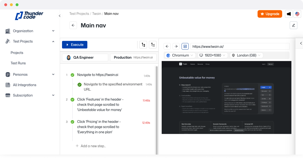 Thunder Code's steps UI