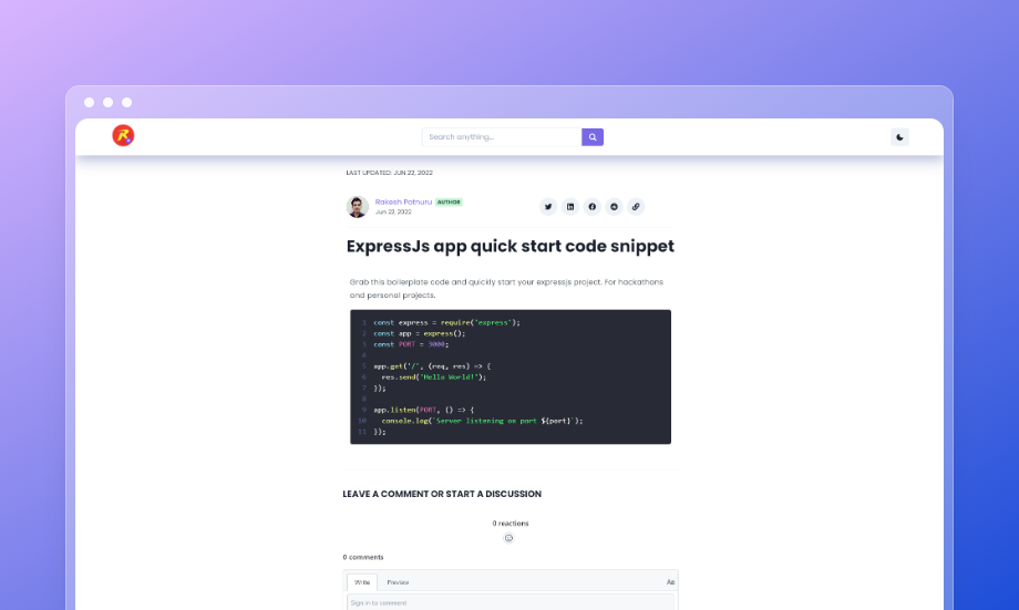 itsrakesh-blog snippet page