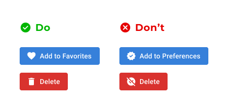 Dos and Don'ts for buttons, icons and names