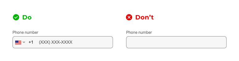 Dos and Don'ts for a phone number field