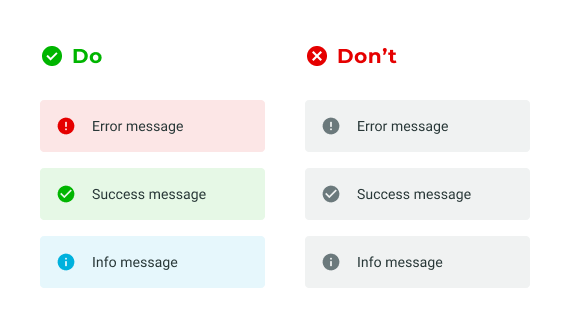 Dos and Don'ts for color coding in notification messages