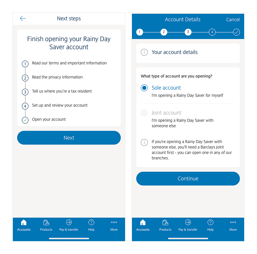 Five easy steps to open an account with the Barclays app