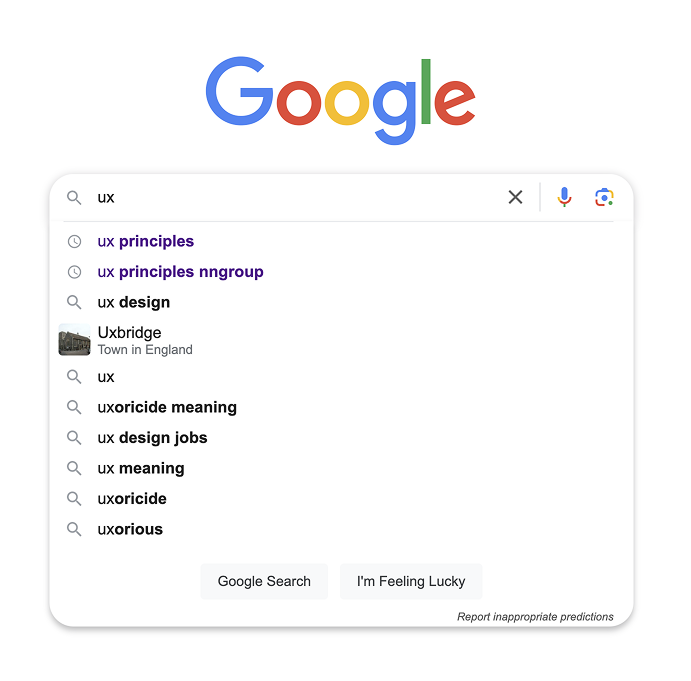 Prediction for search requests on Google