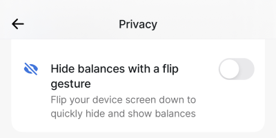 An ability to hide balances with one move in the Revolut app