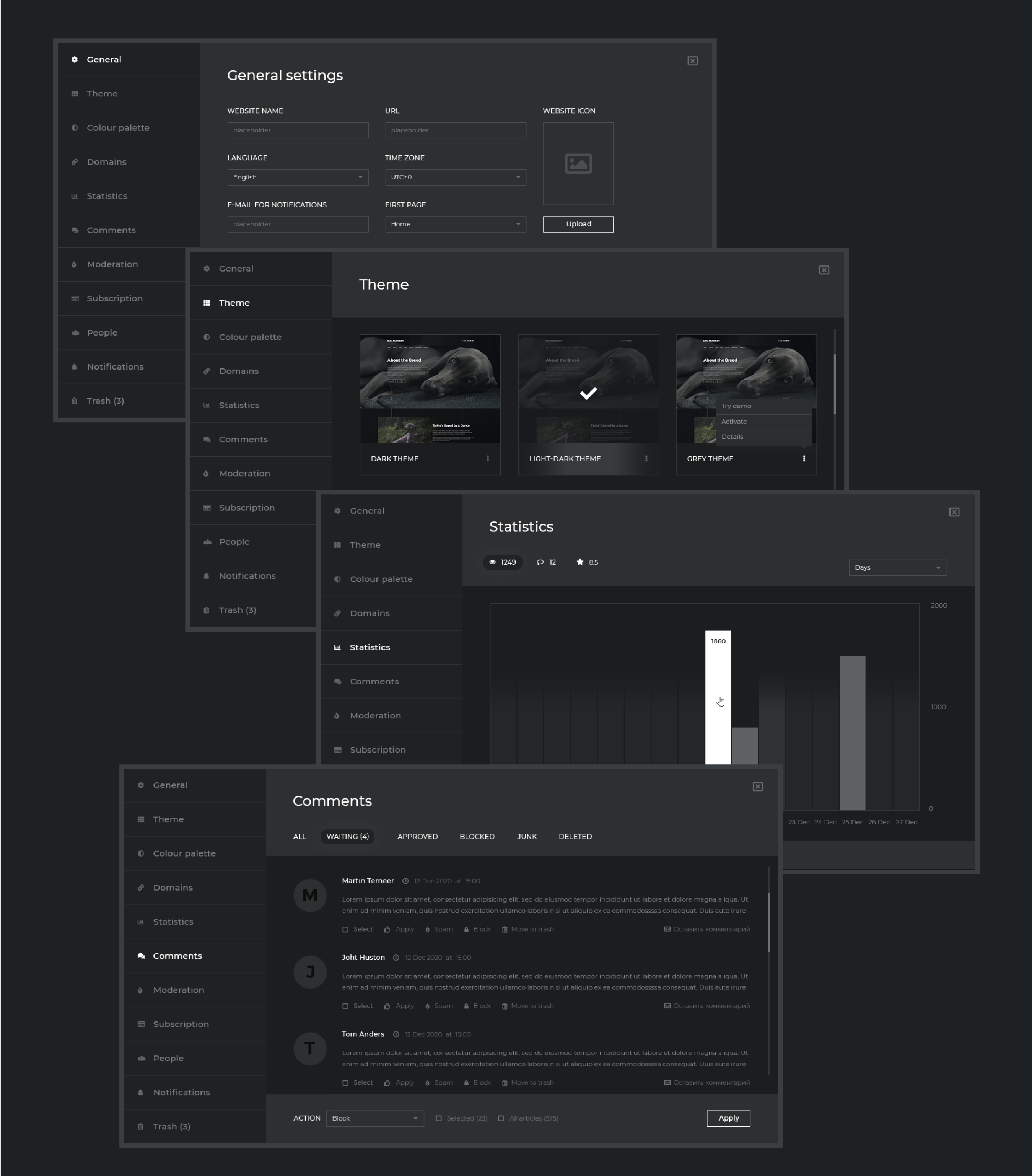 Admin console, Website builder project